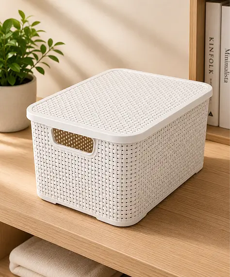Rattan Effect Storage Baskets in Cream, Grey & Light Grey – Stylish Home, Office & Laundry Organisers