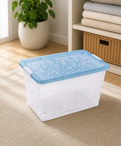 Elegant Jasmine Leaf Design Stackable Plastic Storage Boxes – Strong Containers with Clip-Lock Lids
