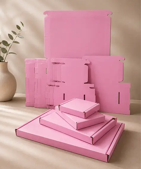 Bright Pink Die-Cut Postal Boxes – C4, C5, C6 & Mini Packing Boxes for Shipping