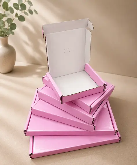 Bright Pink Die-Cut Postal Boxes – C4, C5, C6 & Mini Packing Boxes for Shipping