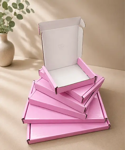 Bright Pink Die-Cut Postal Boxes – C4, C5, C6 & Mini Packing Boxes for Shipping