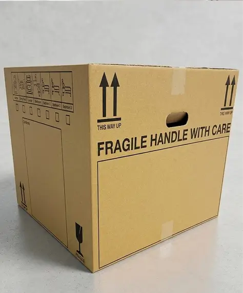 Extra Large & Medium Fragile Cardboard Removal Boxes – Handle with Care Moving Boxes with Carry Handles