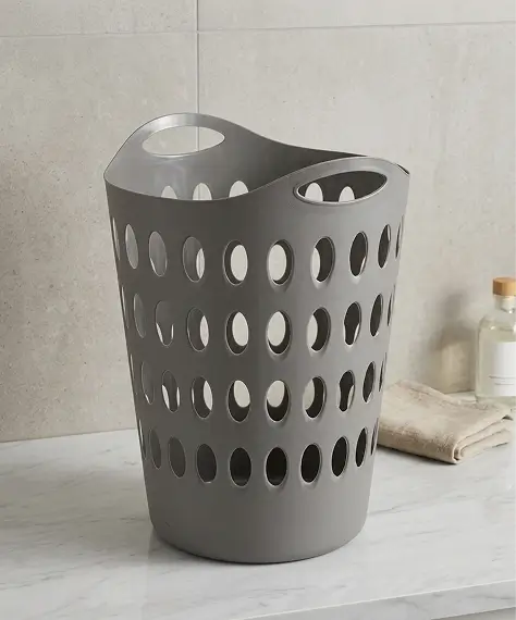 Tall Flexi Laundry Basket – Lightweight Grey & White Clothes Storage
