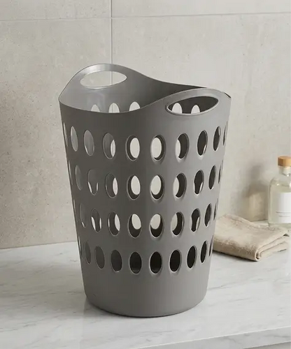 Tall Flexi Laundry Basket – Lightweight Grey & White Clothes Storage