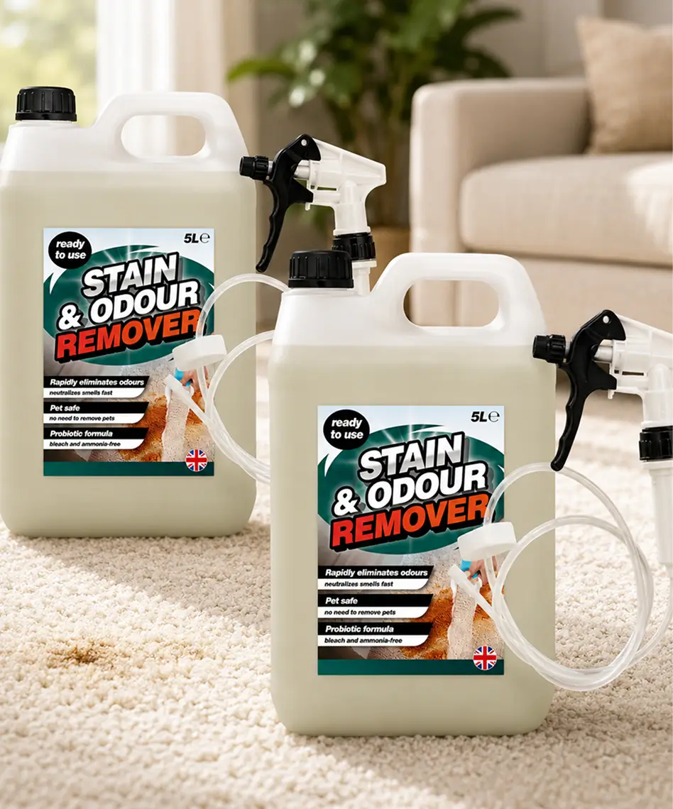 5L Pet-Safe Stain & Odour Remover – Fast-Acting Formula with Long Hose Trigger