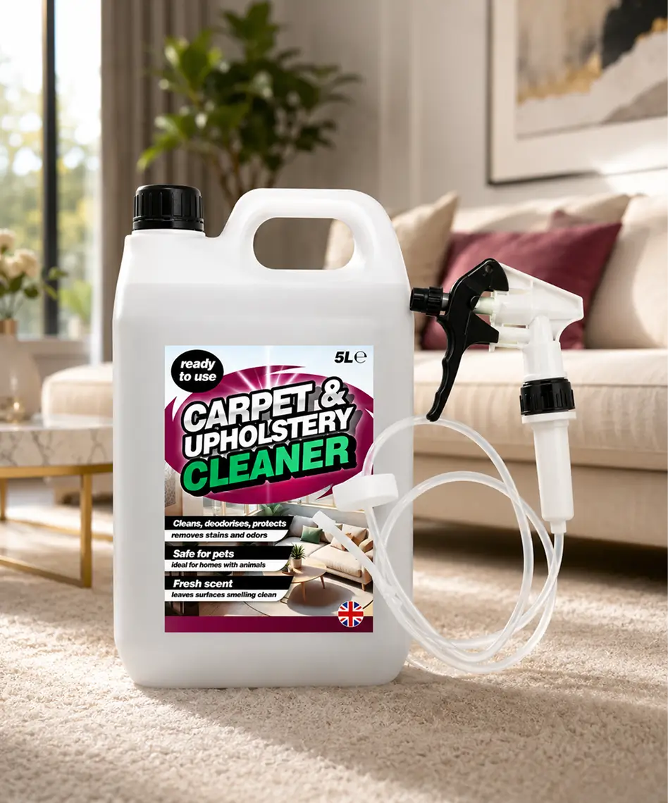 5L Carpet & Upholstery Cleaner – Powerful Stain Removal & Deodorising Formula with Long Hose Trigger
