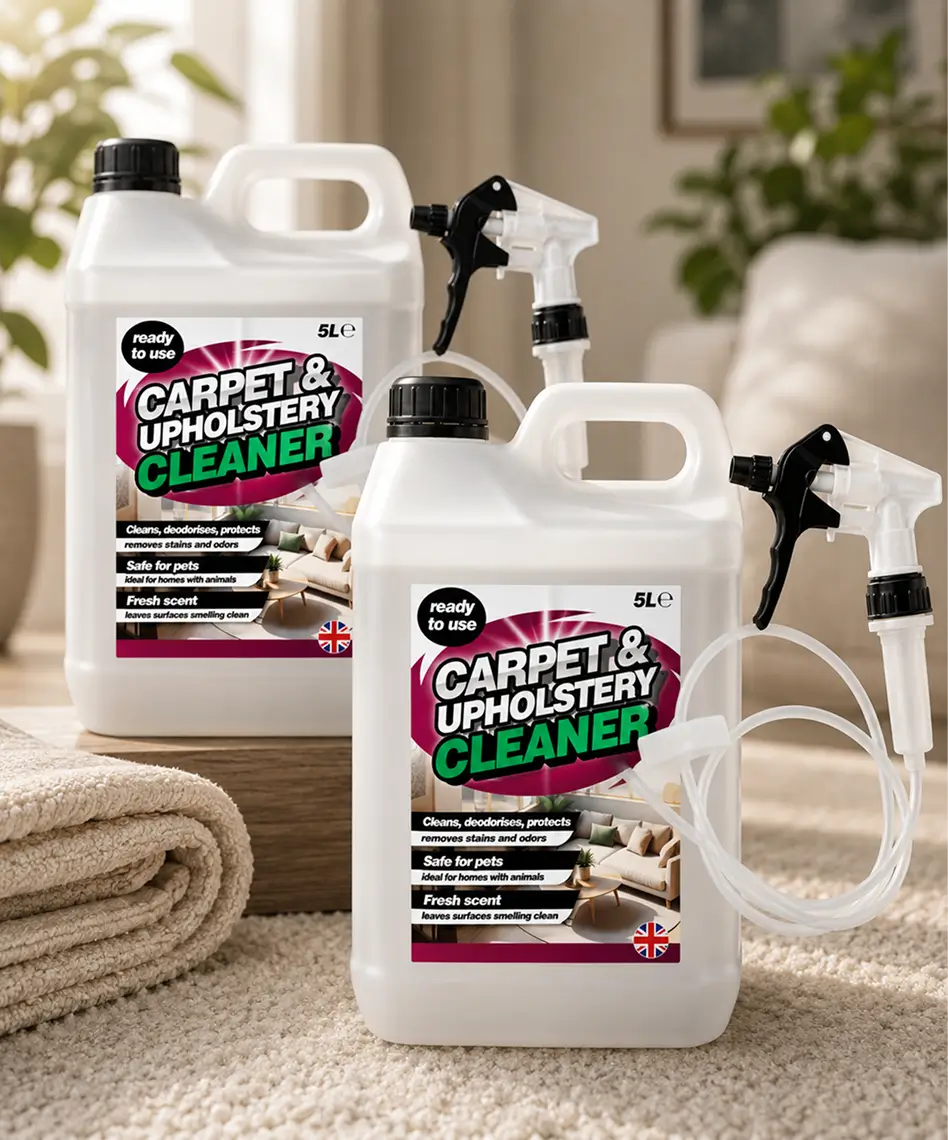 5L Carpet & Upholstery Cleaner – Powerful Stain Removal & Deodorising Formula with Long Hose Trigger