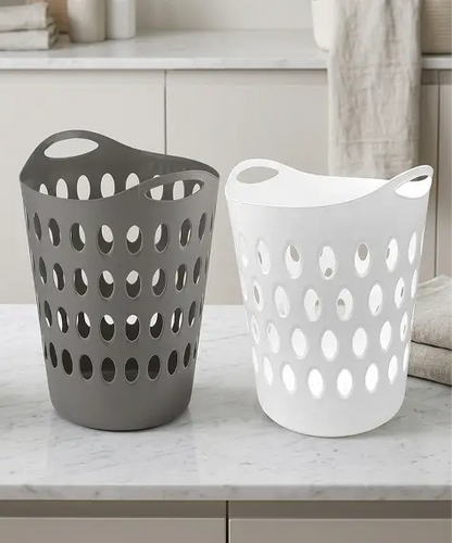Tall Flexi Laundry Basket – Lightweight Grey & White Clothes Storage