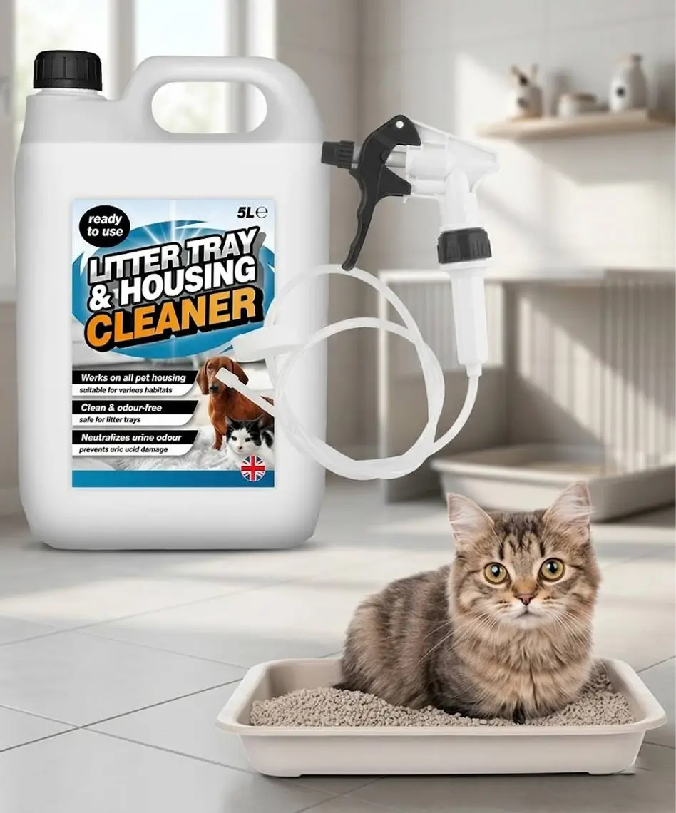 5L Litter Tray & Pet Housing Cleaner – Ready-to-Use Odour-Free Formula with Long Hose Trigger