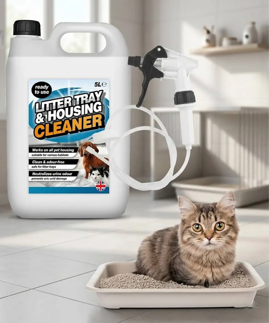 5L Litter Tray & Pet Housing Cleaner – Ready-to-Use Odour-Free Formula with Long Hose Trigger