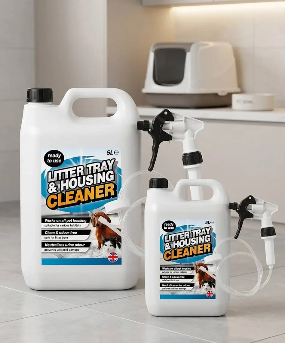 5L Litter Tray & Pet Housing Cleaner – Ready-to-Use Odour-Free Formula with Long Hose Trigger