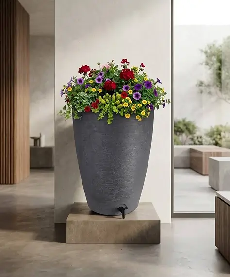 120L Amesbury Stone-Effect Water Butt – Rainwater Collector with Tap & Lid