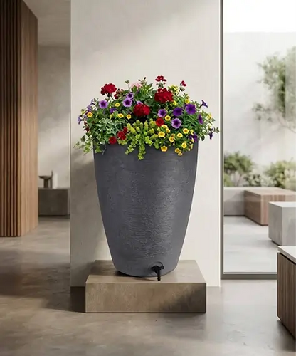 120L Amesbury Stone-Effect Water Butt – Rainwater Collector with Tap & Lid