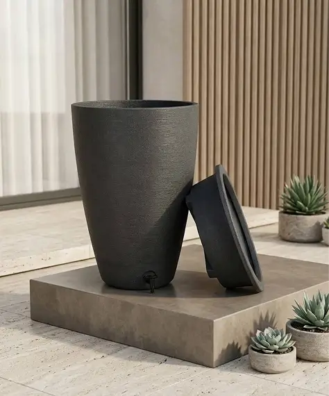 120L Amesbury Stone-Effect Water Butt – Rainwater Collector with Tap & Lid
