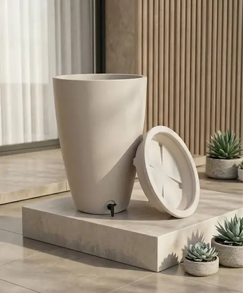 120L Amesbury Stone-Effect Water Butt – Rainwater Collector with Tap & Lid