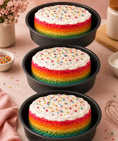 3 Layer Non-Stick Cake Tin Set – Perfect for Ombre & Rainbow Cake Designs