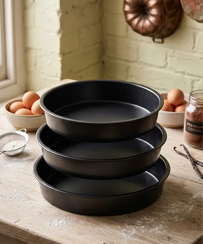 3 Layer Non-Stick Cake Tin Set – Perfect for Ombre & Rainbow Cake Designs