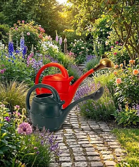 Lightweight 10 Litre Garden Watering Can Available in Red or Green with Sprinkler Rose for Plants & Flowers