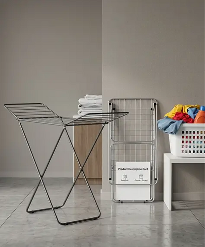 Foldable Black Winged Clothes Drying Rack – Metal Airer for Indoor & Outdoor Use