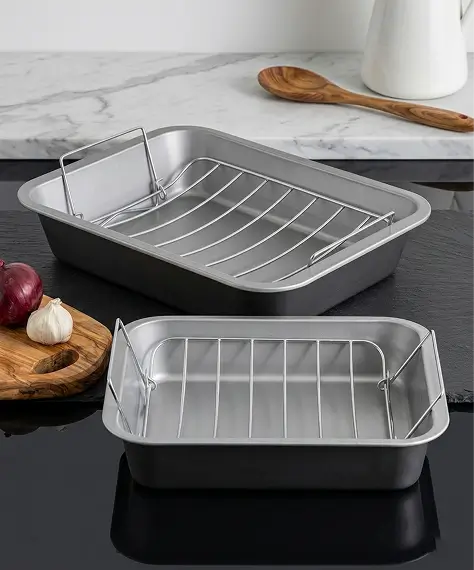 36cm Stainless Steel Deep Roasting Tin with Rack – Non-Stick Oven Tray