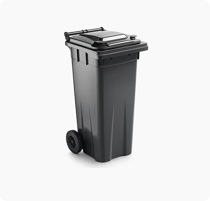 Grey Council-Style Outdoor Wheelie Bins Complete with Wheels and Secure Lid – 140L & 240L