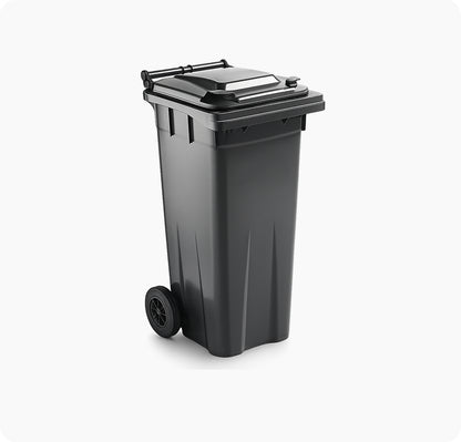 Grey Council-Style Outdoor Wheelie Bins Complete with Wheels and Secure Lid – 140L & 240L
