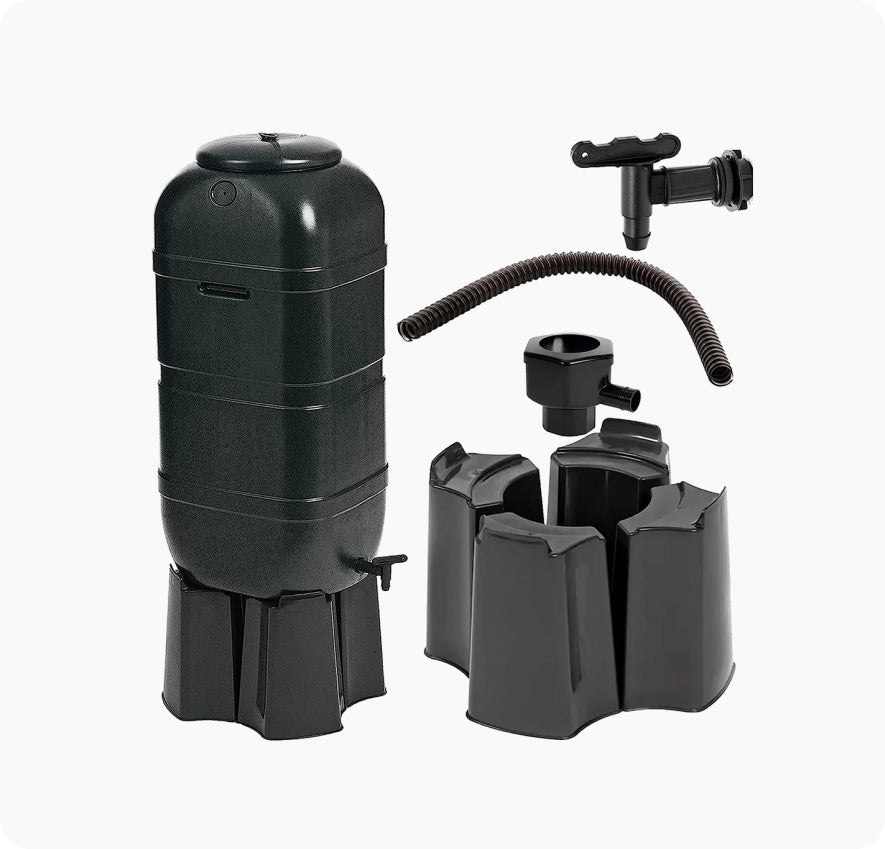 Outdoor Black Rain Collectors with Stand and Full Kit – 100L / 210L