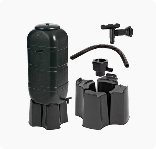 Outdoor Black Rain Collectors with Stand and Full Kit – 100L / 210L