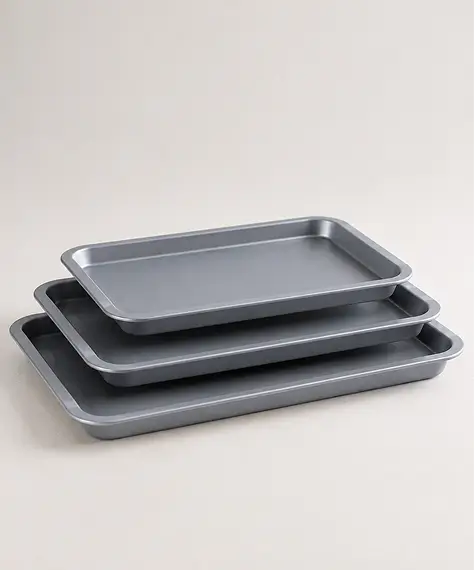 Pack of 3 Non-Stick Oven Tray Set – 35cm, 31cm & 28cm Easy Clean Baking Trays