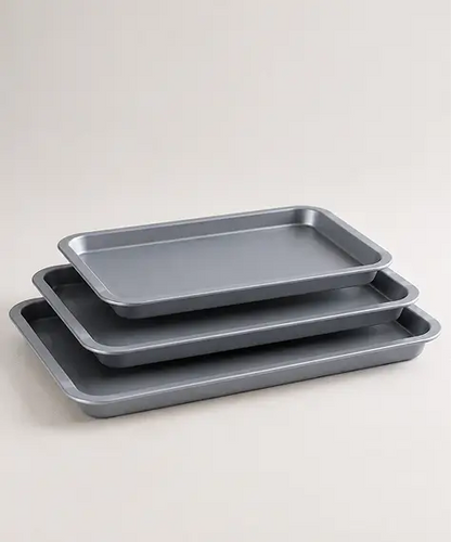 Pack of 3 Non-Stick Oven Tray Set – 35cm, 31cm & 28cm Easy Clean Baking Trays