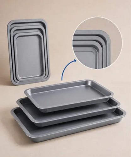 Pack of 3 Non-Stick Oven Tray Set – 35cm, 31cm & 28cm Easy Clean Baking Trays