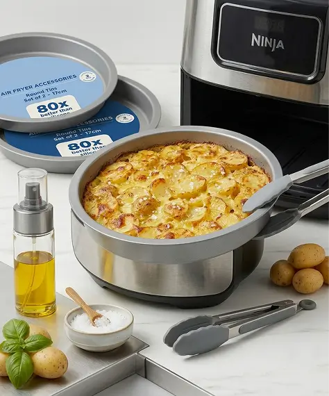 17cm Round Deep Air Fryer Tin – Non-Stick Carbon Steel Baking Pan