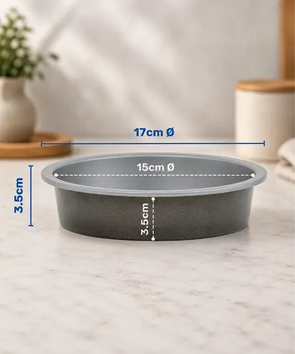 17cm Round Deep Air Fryer Tin – Non-Stick Carbon Steel Baking Pan