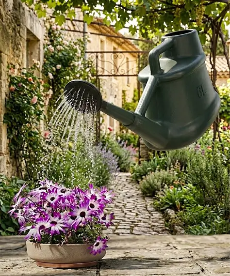 Durable 6 Litre Green Watering Can for Indoor & Outdoor Use with Removable Sprinkler Rose & Carry Handle