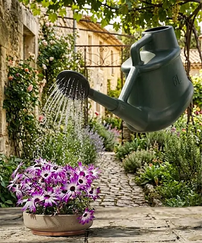 Durable 6 Litre Green Watering Can for Indoor & Outdoor Use with Removable Sprinkler Rose & Carry Handle