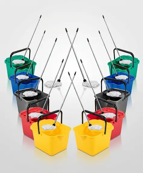 12L Cotton Mop & Bucket Set with Wringer – Multi Colour Hard Floor Cleaner