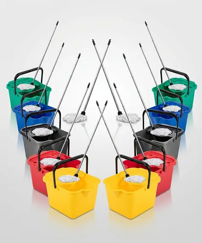 12L Cotton Mop & Bucket Set with Wringer – Multi Colour Hard Floor Cleaner