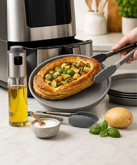 Mini 10.5cm Round Air Fryer Pan – Non-Stick Baking & Roasting Tin