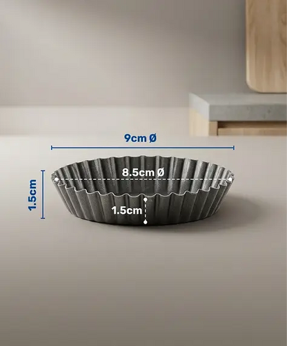 8.5cm Round Fluted Air Fryer Baking Tin – Non-Stick Carbon Steel Roasting Pan