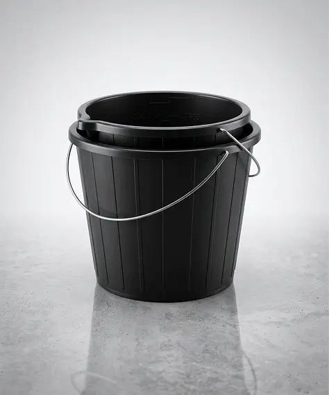 14L Heavy Duty Cement Mixing Bucket – Black Plastic with Metal Handle