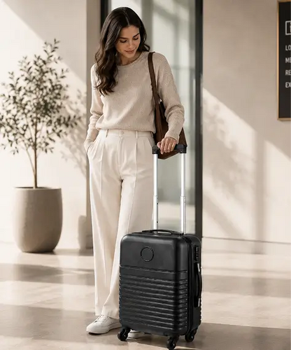Hard Shell ABS Cabin Suitcase Small 360° 4-Wheel Luggage – Dark Grey Travel Bag