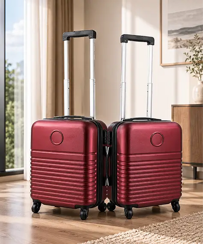 Lightweight Cabin Size Burgundy Travel Suitcase with Wheels & Combination Lock