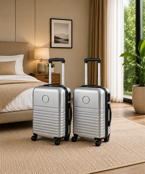 Silver Small Lightweight ABS Hard Shell Cabin Suitcase – Water Resistant Carry-On Luggage