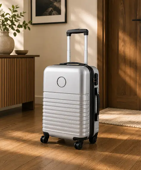 Silver Small Lightweight ABS Hard Shell Cabin Suitcase – Water Resistant Carry-On Luggage