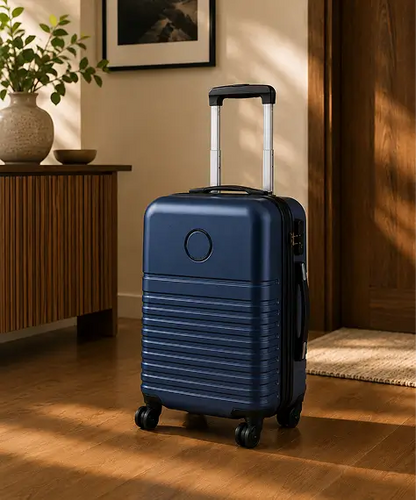 Small Navy Hard Shell ABS Travel Suitcase – 4-Wheel Cabin & Check-in Luggage