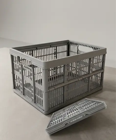 32L Stackable Foldable Storage Crates – Heavy Duty Multi-Purpose Organizer (Grey)