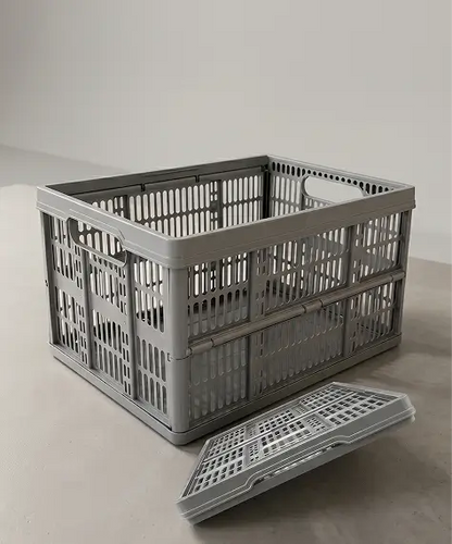 32L Stackable Foldable Storage Crates – Heavy Duty Multi-Purpose Organizer (Grey)