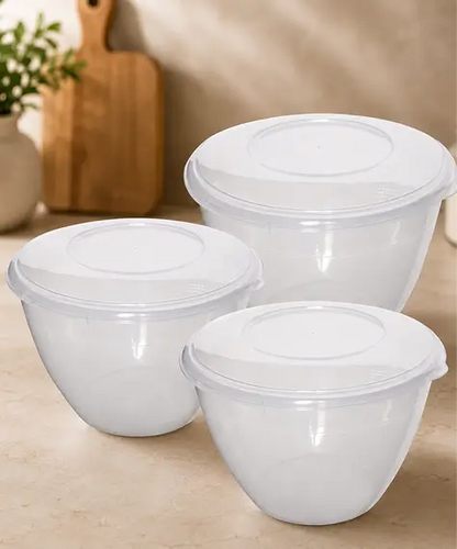 Clear Plastic Pudding Bowls with Clip-On Lids – Space-Saving Storage Containers