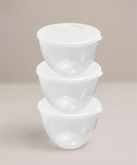 Clear Plastic Pudding Bowls with Clip-On Lids – Space-Saving Storage Containers