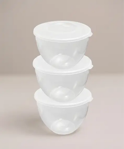 Clear Plastic Pudding Bowls with Clip-On Lids – Space-Saving Storage Containers